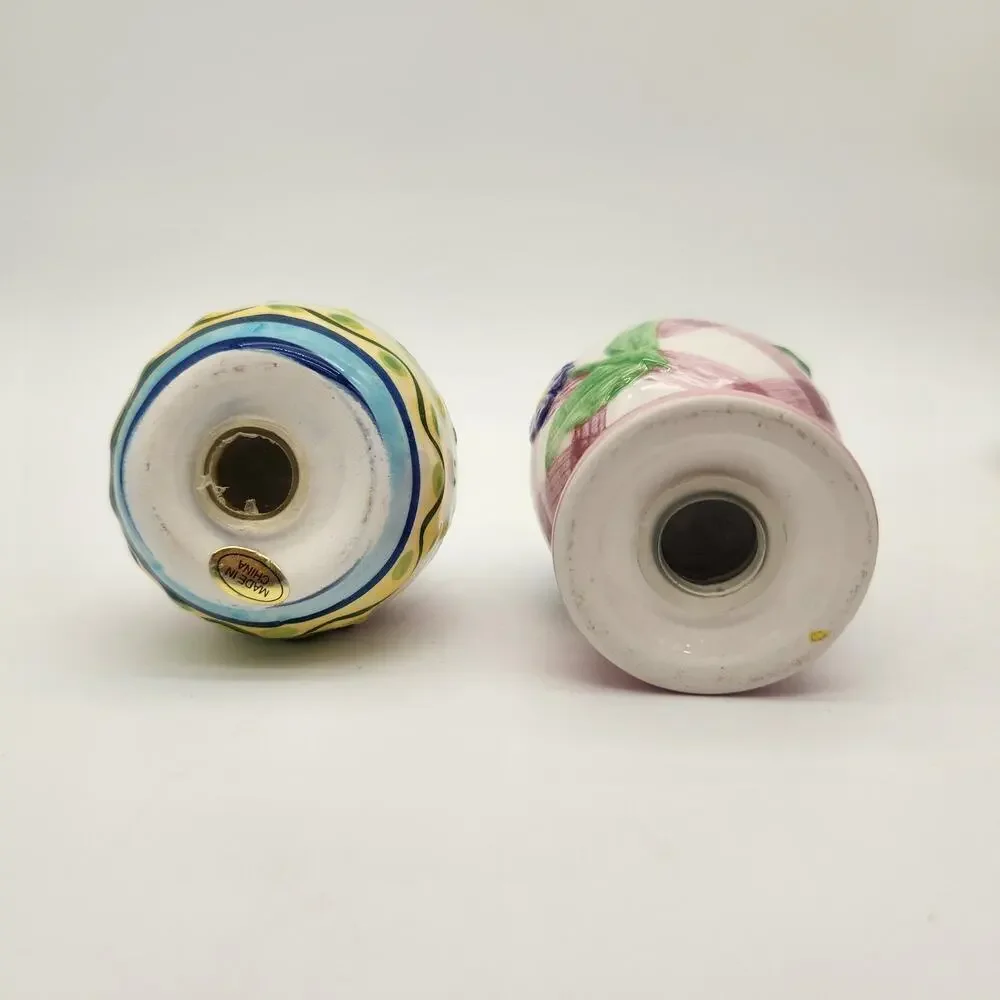 Vintage Handcrafted Lotus Ceramic Floral Salt&Pepper Shakers‎ Tray Spring Easter